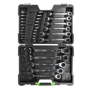 JEU DE 22 CLÉS À CLIQUET COMBINÉES EN MALLETTE