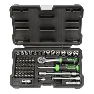 KIT D\'OUTILS 1/4\" 56 PIÈCES AVEC DOUILLES À 12 ARÊTES ZINGUÉES