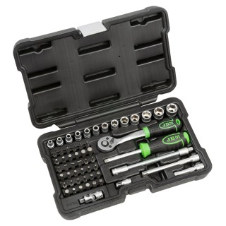 KIT D\'OUTILS 1/4\" 56 PIÈCES AVEC DOUILLES À 12 ARÊTES ZINGUÉES