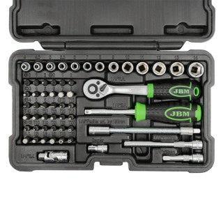 KIT D\'OUTILS 1/4\" 56 PIÈCES AVEC DOUILLES À 12 ARÊTES ZINGUÉES