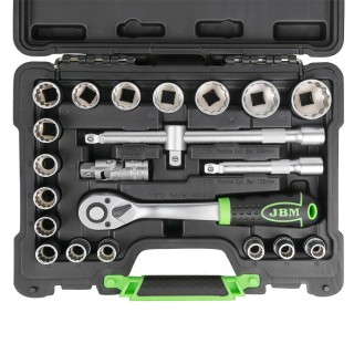 COFFRET D\'OUTILS 22 PIÈCES DOUILLES À 12 TRANCHANTS 1/2\" ZINGUÉES