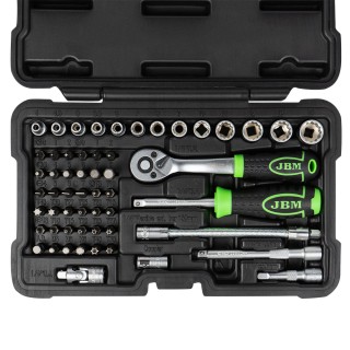 COFFRET D\'OUTILS 56 PIÈCES AVEC DOUILLES À 12 ARÊTES ZINGUÉES