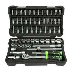 KIT D\'OUTILS 3/8\" 59 PIÈCES AVEC DOUILLES À 12 ARÊTES ZINGUÉES