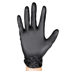 BOÎTE DE GANTS NOIRS EN NITRILE T:L 7,0MIL (100 GANTS) TEXTURE DIAMANT