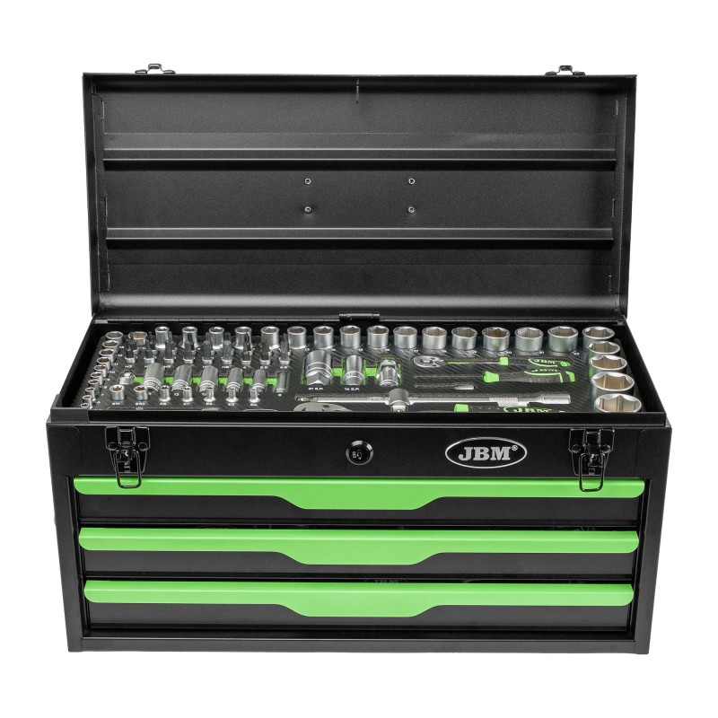 BOÎTE MÉTALLIQUE AVEC OUTILS 143 PIÈCES ZINGUÉES