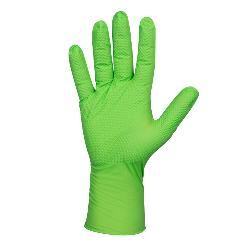 GANTS JETABLES VERTS EN NITRILE T:M 7,0MIL (100 PCS.) DIAMOND TEXTURE