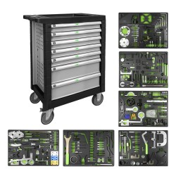 SERVANTE À 7 TIROIRS, GRIS, AVEC JEU DOUTILS POUR RÉGLER LA SYNCHRONISATION