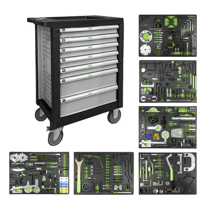 SERVANTE À 7 TIROIRS, GRIS, AVEC JEU DOUTILS POUR RÉGLER LA SYNCHRONISATION