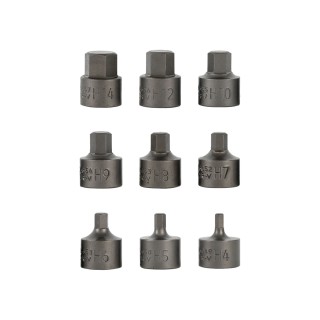 JEU D\'EMBOUTS HEXAGONAUX COURTS 3/8\" 9 PCS