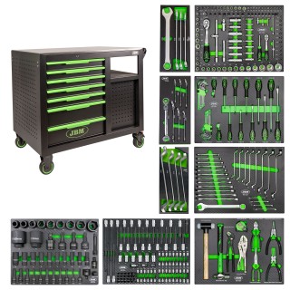 CHARIOT À OUTILS AVEC 7 TIROIRS FRONTAUX ET 4 TIROIRS LATÉRAUX (ASSEMBLÉ)