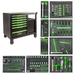 CHARIOT À OUTILS AVEC 7 TIROIRS FRONTAUX ET 4 TIROIRS LATÉRAUX (ASSEMBLÉ)