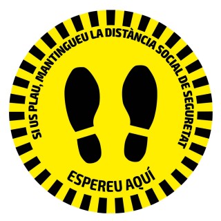 ADHÉSIF DE SIGNALISATION ROND POUR SOLS - DISTANCE DE SÉCURITÉ