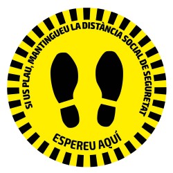 ADHÉSIF DE SIGNALISATION ROND POUR SOLS - DISTANCE DE SÉCURITÉ