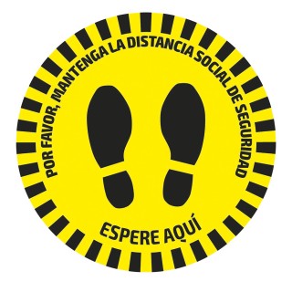 ADHÉSIF DE SIGNALISATION ROND POUR SOLS - DISTANCE DE SÉCURITÉ