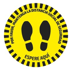 ADHÉSIF DE SIGNALISATION ROND POUR SOLS - DISTANCE DE SÉCURITÉ