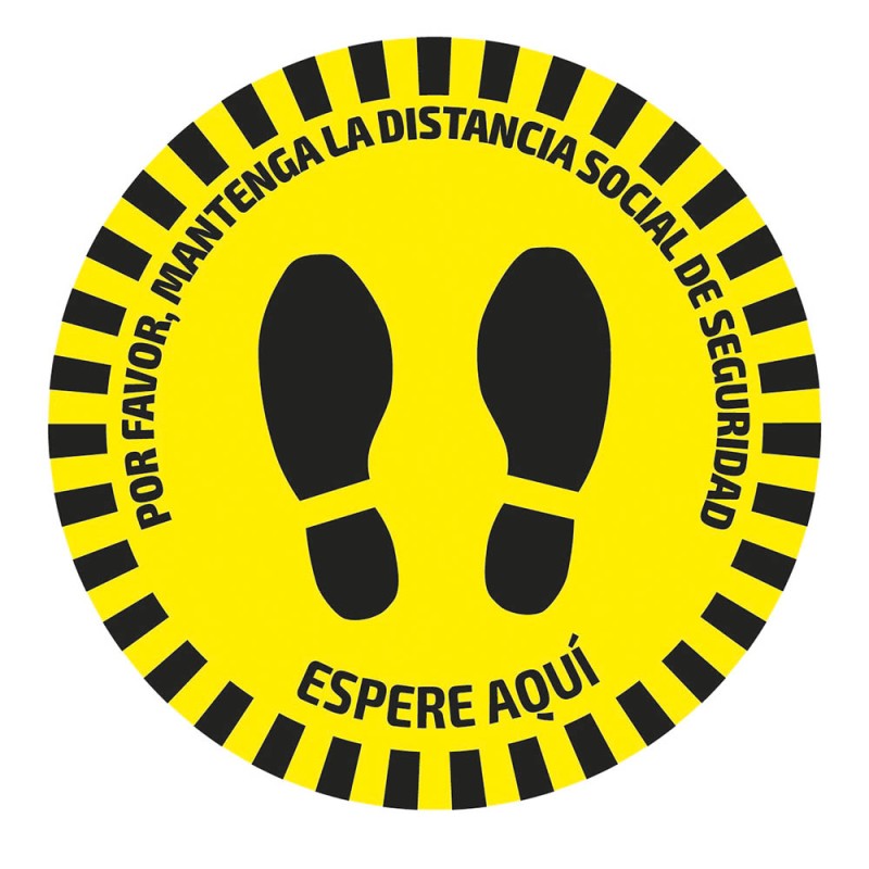 ADHÉSIF DE SIGNALISATION ROND POUR SOLS - DISTANCE DE SÉCURITÉ