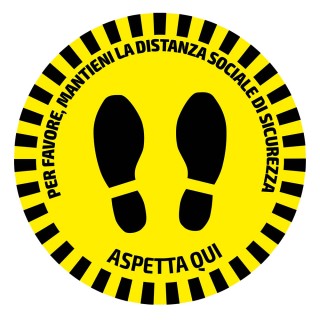 ADHÉSIF DE SIGNALISATION ROND POUR SOLS - DISTANCE DE SÉCURITÉ