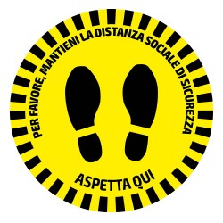 ADHÉSIF DE SIGNALISATION ROND POUR SOLS - DISTANCE DE SÉCURITÉ
