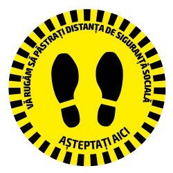 ADHÉSIF DE SIGNALISATION ROND POUR SOLS - DISTANCE DE SÉCURITÉ