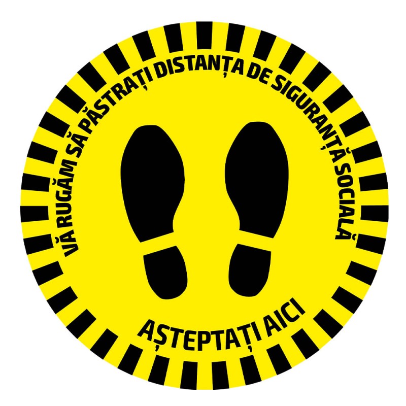 ADHÉSIF DE SIGNALISATION ROND POUR SOLS - DISTANCE DE SÉCURITÉ