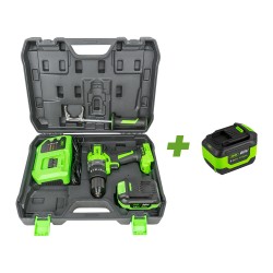 60047C PERCEUSE À PERCEUSE SANS FIL À 2 VITESSES AVEC MALLETTE + 60015 BATTERIE LITHIUM-ION 6.0 AH