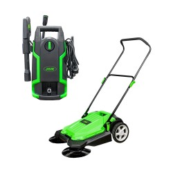 LAVEUSE HAUTE PRESSION 1400 W 53947 + BALAYEUSE À POUSSÉE MANUELLE 54252