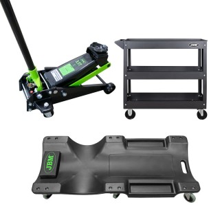 CRIC ROULEUR 3,5T 50818+ CHARIOT DE VISITE FIXE 52148+ SERVANTE ATELIER 3 PLATEAUX 51576