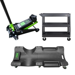 CRIC ROULEUR 3,5T 50818+ CHARIOT DE VISITE FIXE 52148+ SERVANTE ATELIER 3 PLATEAUX 51576