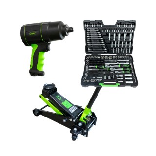 53608 CLÉ À CHOC  1/2\" 1200NM+ 50818 CRIC ROULEUR 3,5T+ 54034 COFFRET À OUTILS DE 216 PIÈCES