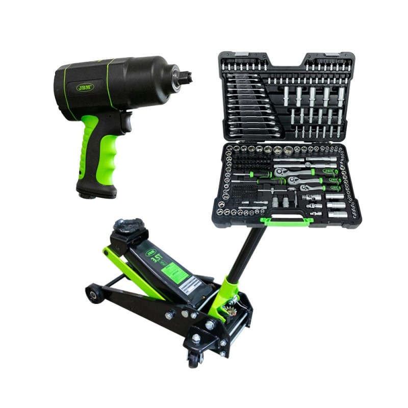 53608 CLÉ À CHOC  1/2\" 1200NM+ 50818 CRIC ROULEUR 3,5T+ 54034 COFFRET À OUTILS DE 216 PIÈCES