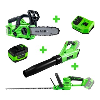 60029 TRONÇONNEUSE + 60030 SOUFFLEUR + 60031 TAILLE-HAIE A BATTERIE + 60015 + 60016