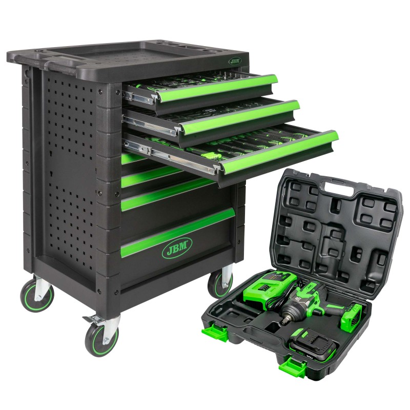 60044C CLÉ À CHOCS BRUSHLESS 1/2 1300NM + 53904 SERVANTE D\'OUTILS 7 TIROIRS