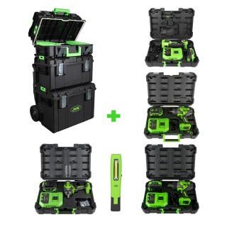 CLÉ À CHOCS 1/2\" 800NM +  1/2 \" 1300NM+  1\" 2300N +1/2\" 1000NM + LAMPE DE TRAVAIL + CHARIOT MODULAIR