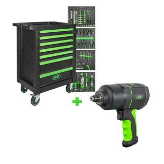 SERVANTE D\'OUTILS 7 TIROIRS - VERD + CLÉ À CHOC 1/2\" 1200NM