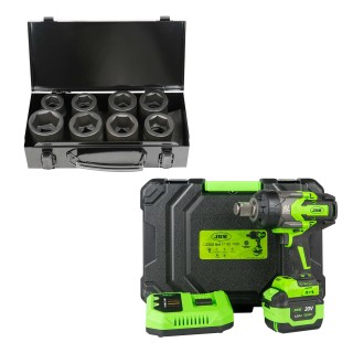 60050C CLÉ À CHOCS SANS FIL BRUSHLESS 1\" 2300NM AVEC MALLETTE + 52348 JEU DE 8 DOUILLES À CHOC