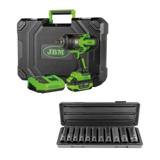 60044C CLÉ À CHOCS SANS FIL BRUSHLESS 1/2 1300NM + 52342 JEU DE 11 DOUILLES À CHOC 6 PANS DE 1/2