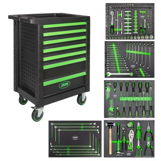 53904 SERVANTE D\'OUTILS 7 TIROIRS - VERD + 54481 MODULE DE 7 CLÉS À DOUILLES AVEC MANCHE EN T