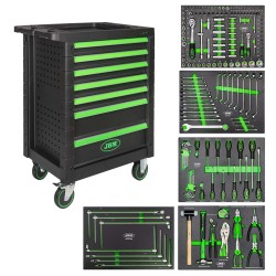 53904 SERVANTE D\'OUTILS 7 TIROIRS - VERD + 54481 MODULE DE 7 CLÉS À DOUILLES AVEC MANCHE EN T