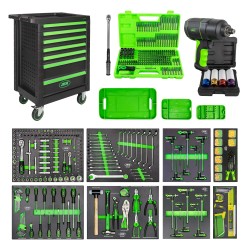CHARIOT À OUTILS + MODULES D\'OUTILS + CLÉ DYNAMOMÉTRIQUE + CLÉ À CHOCS