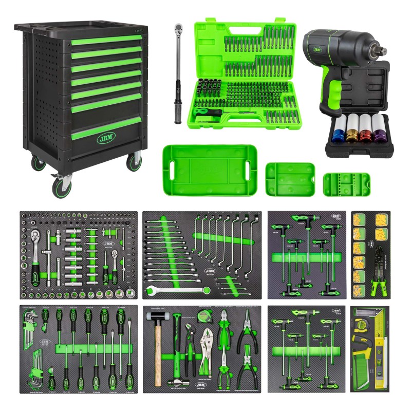 CHARIOT À OUTILS + MODULES D\'OUTILS + CLÉ DYNAMOMÉTRIQUE + CLÉ À CHOCS