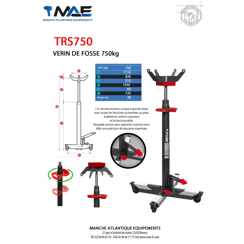 Vérin de fosse 750 KG