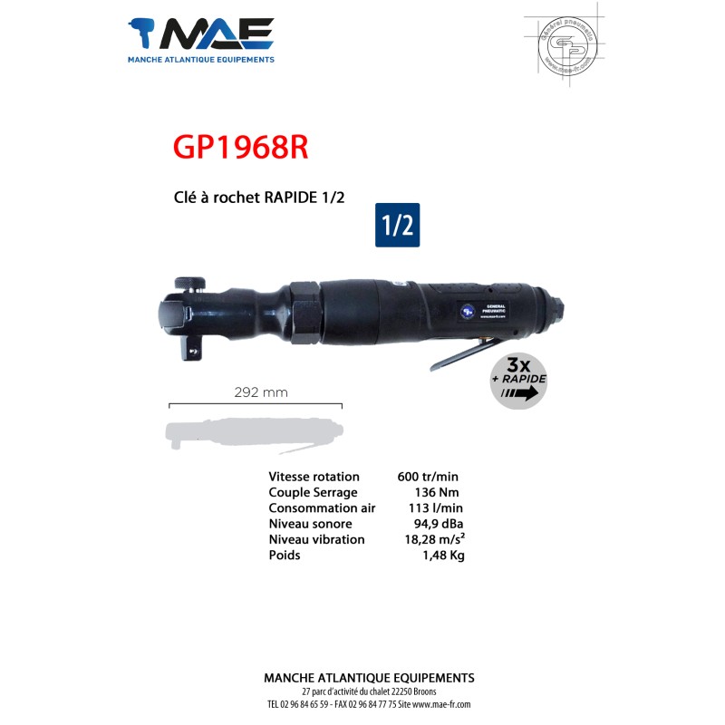 Clé a rochet 1/2 a chocs