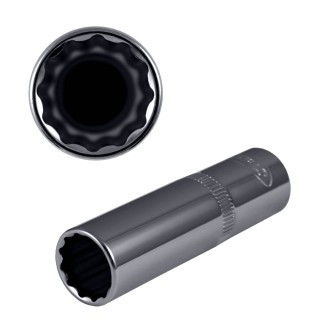 DOUILLE 1/2\" 12 PANS 75MM LONG, 16MM, CHROME