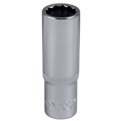 DOUILLE 1/2\" 12 PANS 75MM LONG, 18MM, CHROME