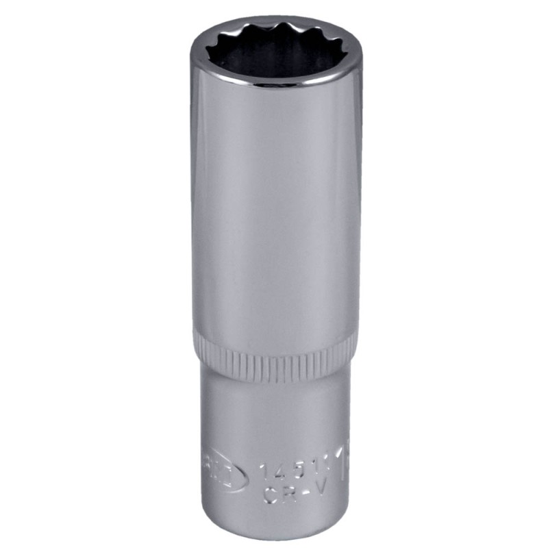 DOUILLE 1/2\" 12 PANS 75MM LONG, 18MM, CHROME