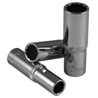 DOUILLE 3/8\" 12 PANS 65MM LONG, 13MM, CHROME