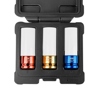 JEU DE 3 DOUILLES À CHOC DE 1/2\" SPÉCIALES EXTRACTION DE ROUES