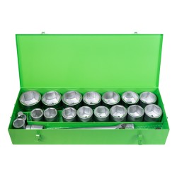 COFFRET MÉTALLIQUE AVEC 21 PIÈCES D\'AUTOCLAVE HEXAGONALES ZINGUÉES DE 1\".
