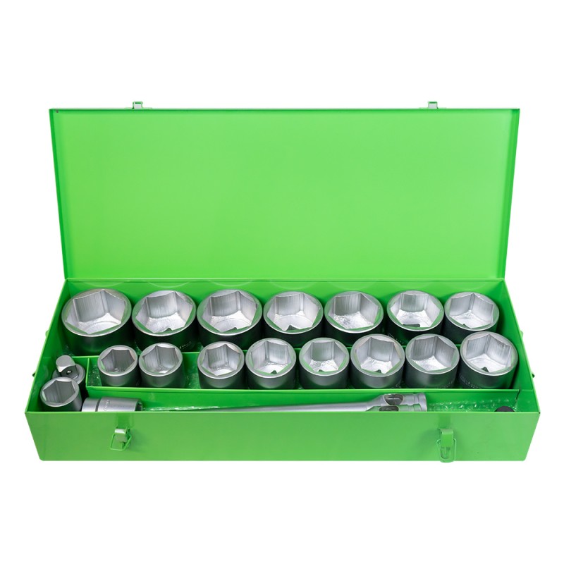 COFFRET MÉTALLIQUE AVEC 21 PIÈCES D\'AUTOCLAVE HEXAGONALES ZINGUÉES DE 1\".
