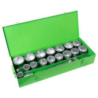 COFFRET MÉTALLIQUE AVEC 21 PIÈCES D\'AUTOCLAVE HEXAGONALES ZINGUÉES DE 1\".